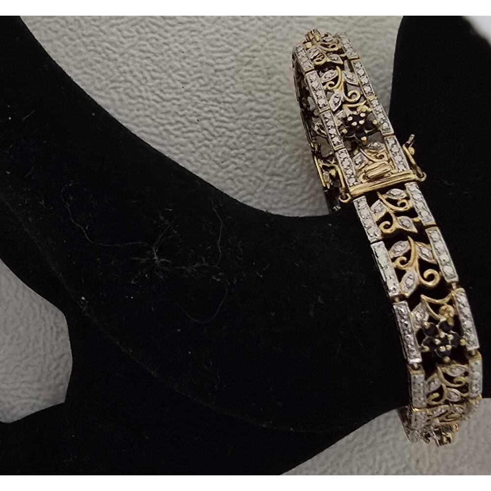 Ross Simons 925 Sterling Silver Gold Vermeil Ruby Emerald Sapphire Bracelet 7.5" - Picture 2 of 16